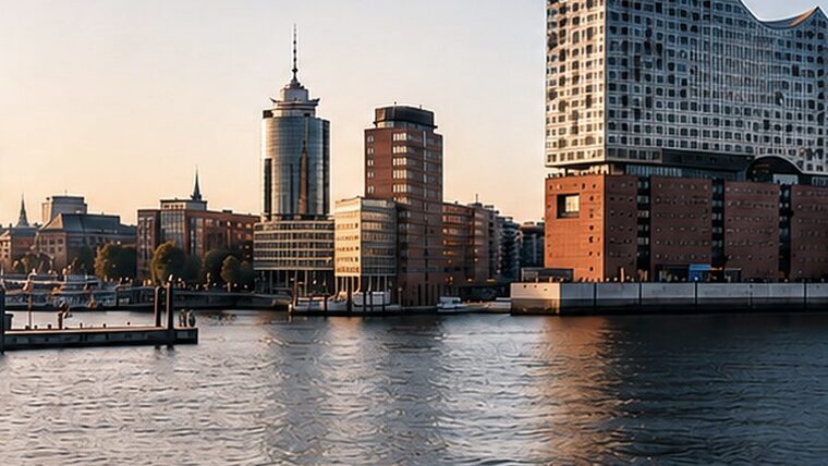 Hamburger Innenstadt an der Elbe, N&auml;he Kattrepelsbr&uuml;cke